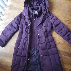 COLE HAAN Signature Maroon Winter Puffer Coat